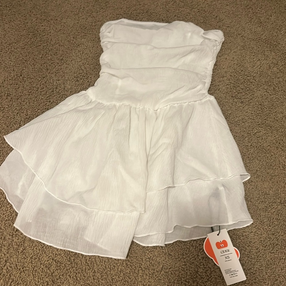 White strapless mini dress